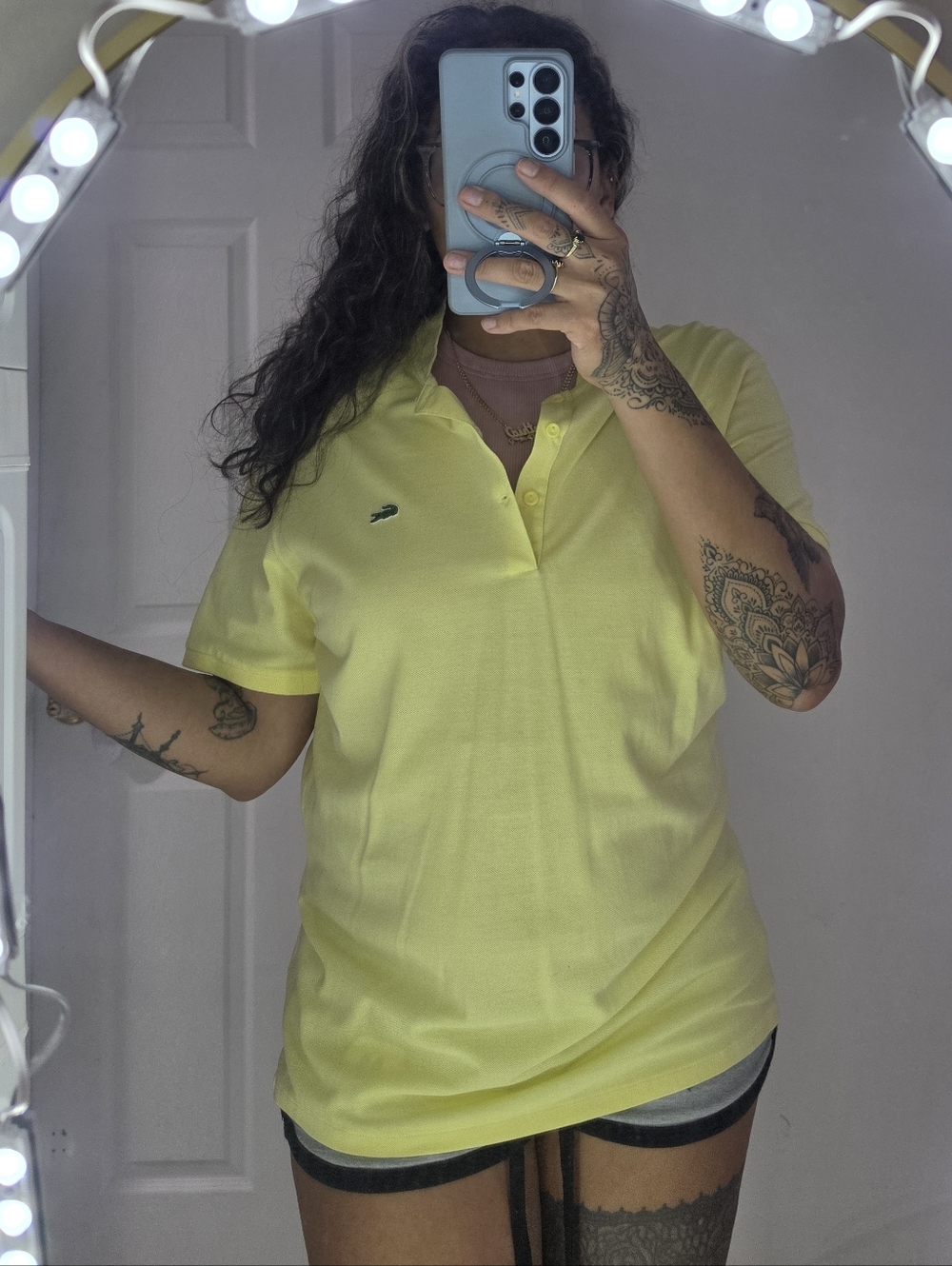 Lacoste Pale Yellow Polo with Green Croc Logo | SLIM FIT SIZE 6